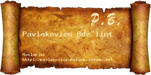 Pavlekovics Bálint névjegykártya